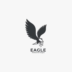 Vector Logo Illustration Eagle Silhouette Style.