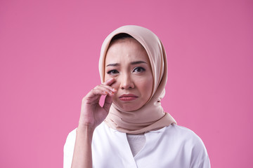 Beauty asian women wearing scarf with variety reaction face