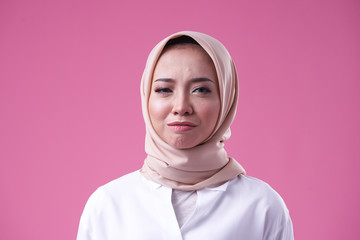 Beauty asian women wearing scarf with variety reaction face