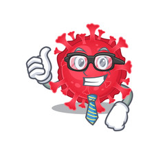 Coronavirus substance Businessman cartoon character with glasses and tie