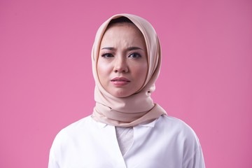 Beauty asian women wearing scarf with variety reaction face