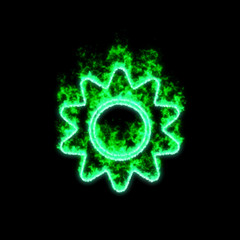 The symbol sun burns in green fire