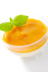 Fruit Panna Cotta, Pannacotta or Panacotta in Glass Isolated
