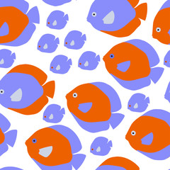 Naklejka premium Pattern of orange and purple fish