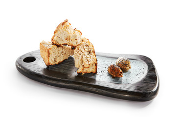 Burnt ciabatta with two kinds of butter