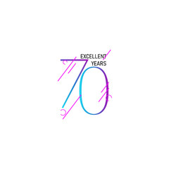 70 Years Anniversary Celebration Elegant Number Vector Template Design Illustration