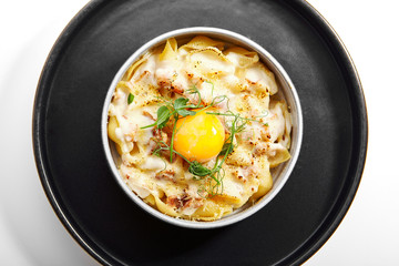 Baked carbonara top view