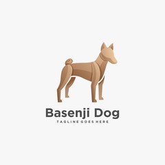 Vector Logo Illustration Dog Pose Gradient Colorful Style.