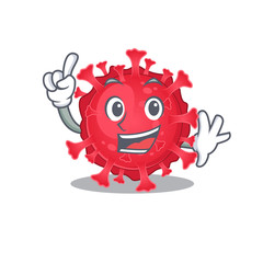 One Finger coronavirus substance in mascot cartoon character style