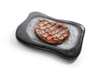 Ribeye steak with salt and spices