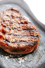 Ribeye steak with salt and spices