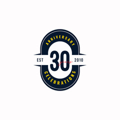 30 Years Anniversary Celebration Est 2010 Vector Template Design Illustration
