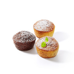 Chocolate Cupcake, Vanilla Muffin and Orange Cake Isolated