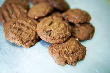 Chocolate cookies on a tray
