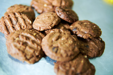 Chocolate cookies on a tray