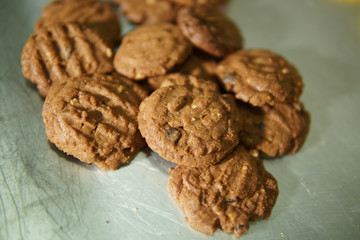 Chocolate cookies on a tray
