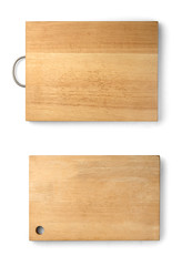 Wooden cutting board isolated on a white background with clipping path