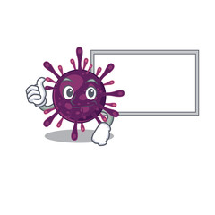 cute coronavirus kidney failure cartoon character Thumbs up bring a white board
