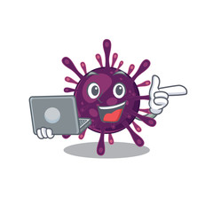 An icon of smart coronavirus kidney failure working with laptop