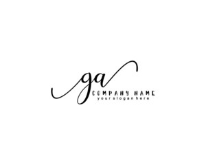 Letter GA handwrititing logo with a beautiful template - obrazy, fototapety, plakaty