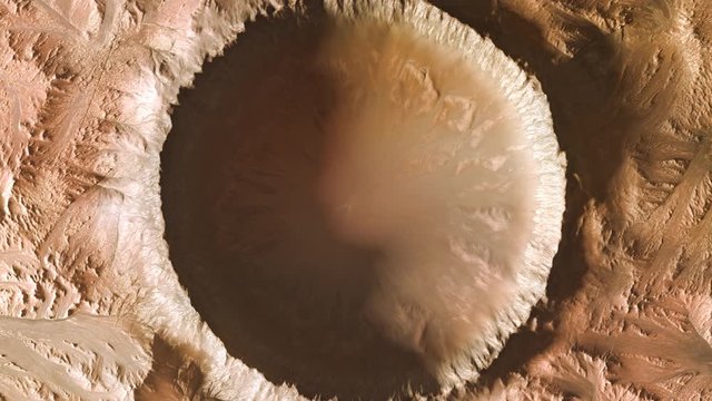 planet mars crater zoom in