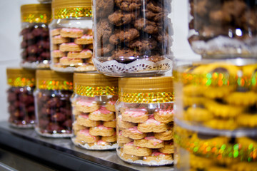Various biscuits for Hari Raya celebrations for sale at the market