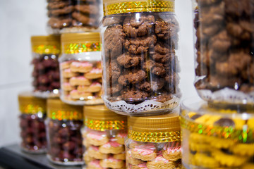 Various biscuits for Hari Raya celebrations for sale at the market