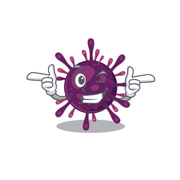 Smiley coronavirus kidney failure cartoon design style showing wink eye