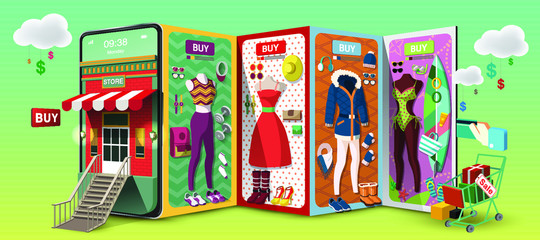 Shopping online for woman style on mobile phone