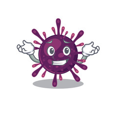 Happy face of coronavirus kidney failure mascot cartoon style