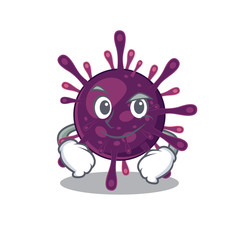 Funny coronavirus kidney failure mascot character showing confident gesture