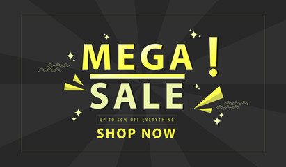 mega sale tempate banner design. Big sale special offer. Vector illustration.