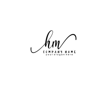 Letter HM handwrititing logo with a beautiful template