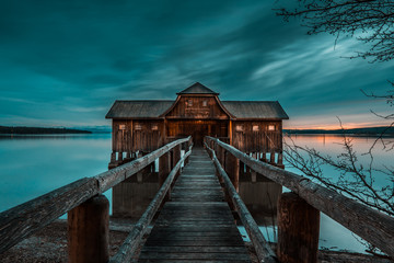wooden pier on the lake