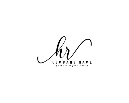 Letter HR handwrititing logo with a beautiful template