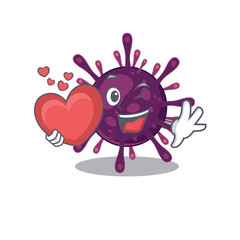 A romantic cartoon design of coronavirus kidney failure holding heart