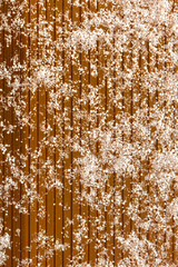 Snowflakes on an orange background.