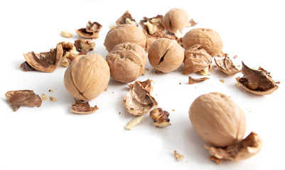 Walnuts isolated on a white background