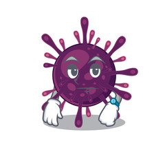 Coronavirus kidney failure on waiting gesture mascot design style