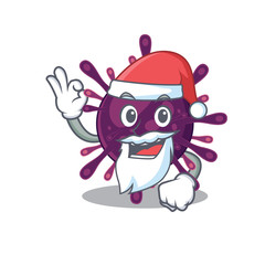 Coronavirus kidney failure in Santa cartoon character design showing ok finger