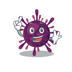 One Finger coronavirus kidney failure in mascot cartoon character style