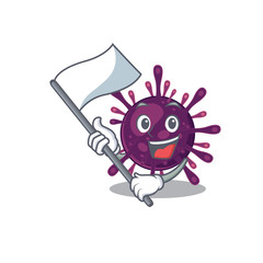 Coronavirus kidney failure cartoon character design holding standing flag