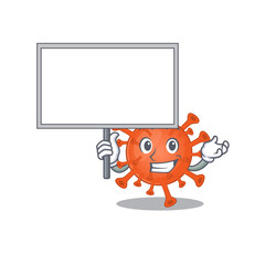 Deadly corona virus cute cartoon character bring a board
