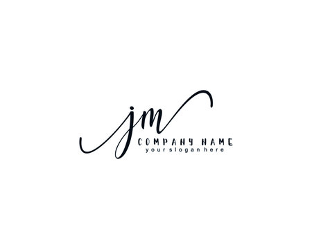 Letter JM handwrititing logo with a beautiful template