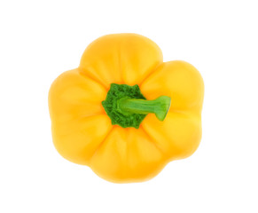 Top view of Yellow peppers isolated on white background