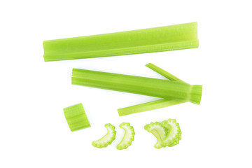 Top view of celery isolated on white background