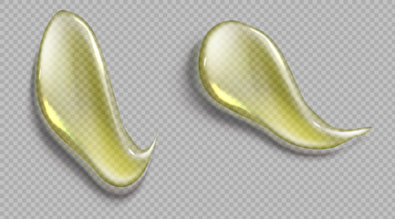 Cosmetic lotion or gel smear realistic vector illustration. Gel, soap, toothpaste, cosmetic face mask or serum texture smudge swatch isolated on transparent background