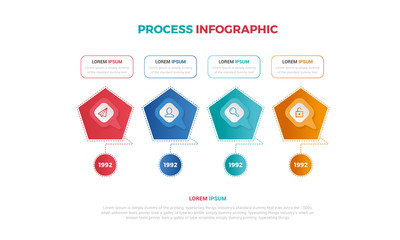 Paper infographic template with 4 polygon options for presentation and data visualization. Business process chart, Diagram with Four steps to success,For content,flowchart, workflow.Vector illustrator