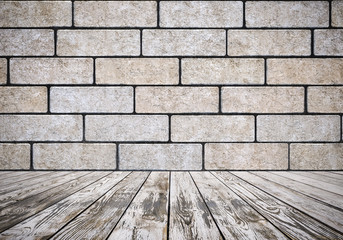 room with brick wall