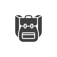 Travel backpack vector icon. filled flat sign for mobile concept and web design. School Rucksack glyph icon. Symbol, logo illustration. Vector graphics